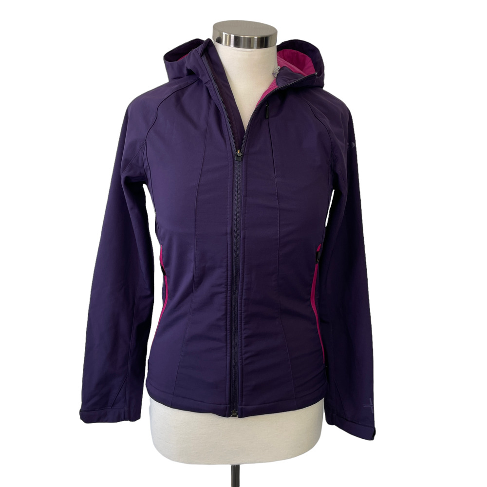Icebreaker Merino Womens XS Purple Softshell Full Zip Hooded Jacket Wool Lining